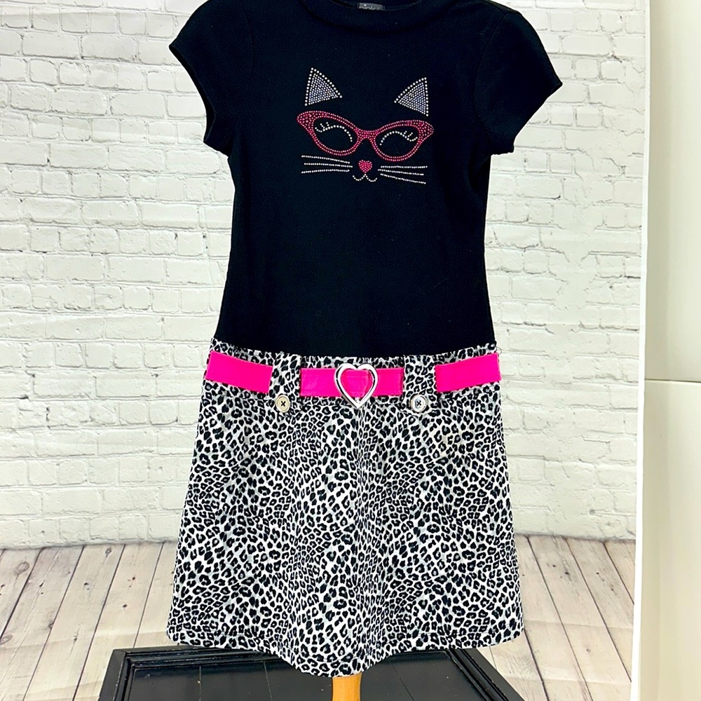 Cheetah‎ Cat Rhinestones Girls dress size 14/16